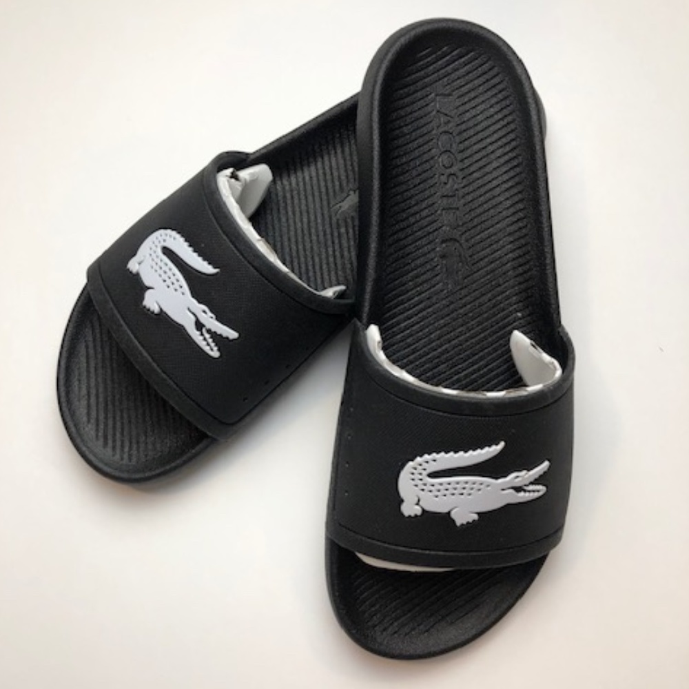 Lacoste Black/White Slide 119 Sandals Sz 10